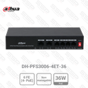 Switch 6 Port Fast Ethernet avec 4 Port PoE 36W, non mangeable