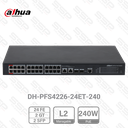 Switch 24 Port Fast Ethernet PoE 240W, 2 x Gigabit Combo (RJ45/SFP), mangeable, rackable