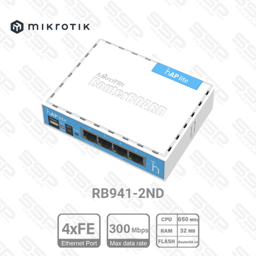 Routeur/Point d'accès WIFI, HAP Lite, 4 x Fast Ethernet, Wifi, CPU 650 MHz, 32 Mo de RAM, RouterOS L4