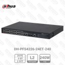 Switch 24 Ports Fast Ethernet, PoE 240W, 2 x Gigabit Combo (RJ45/SFP), Manageable L2, Rackable