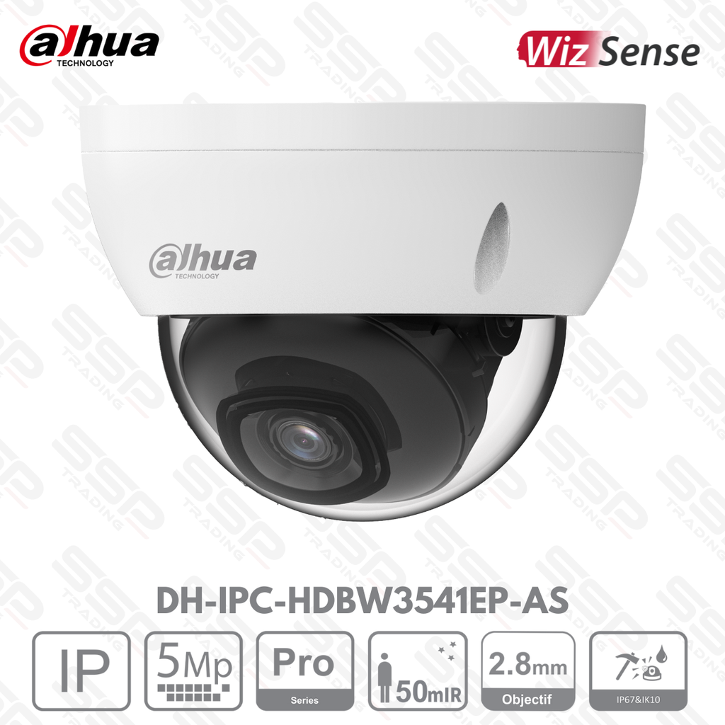 Camera IP Dome, 5MP, Objectif 2.8mm, ePoE, IR:50m, IA Wizsense - Série Pro AI