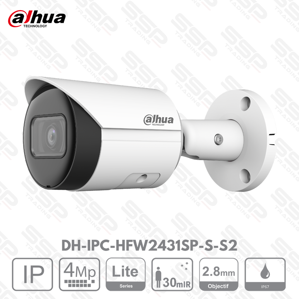 Camera IP Bullet, 4MP, Objectif 2.8mm, ePoE, IR:30m, IVS - Série LITE