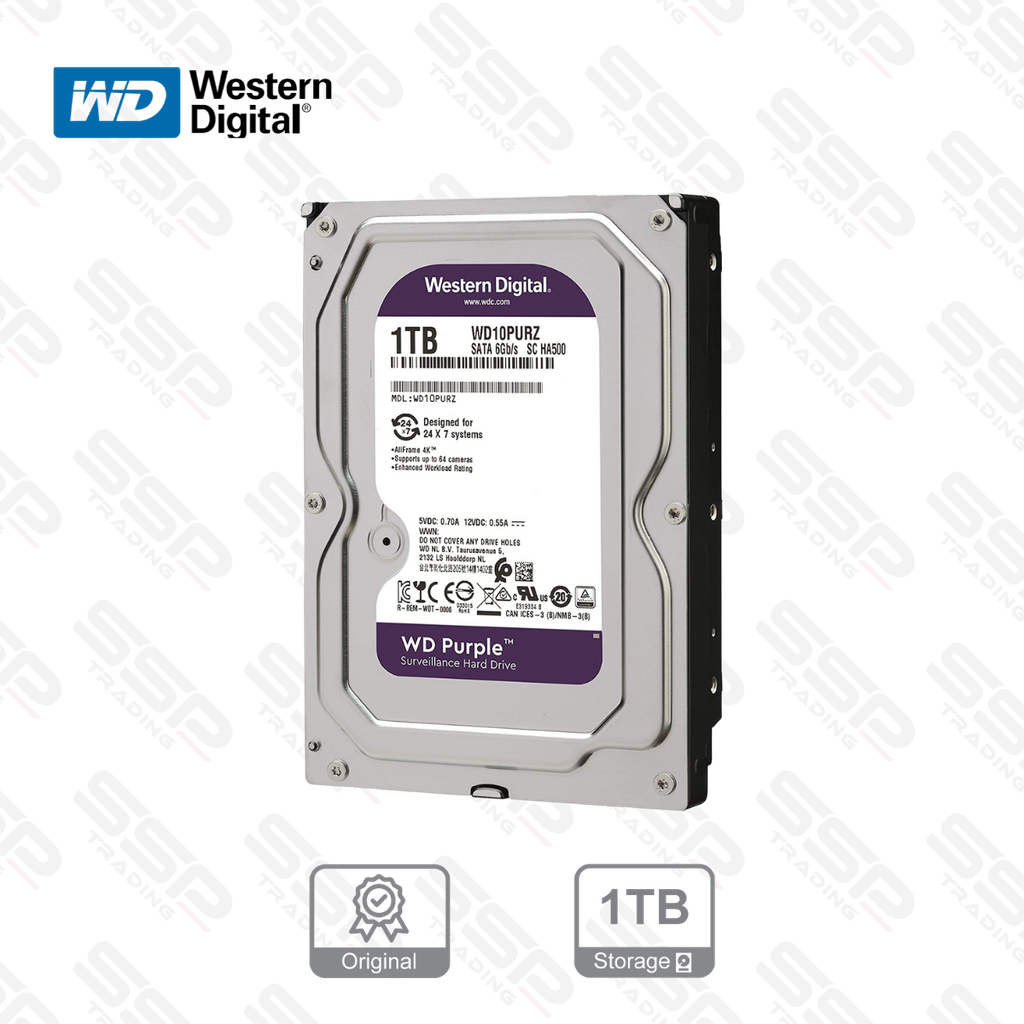 Disque dur WESTERN DIGITAL PURPLE 1TB for CCTV