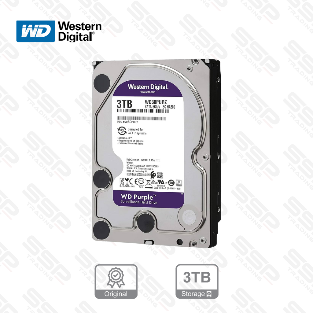 Disque dur WESTERN DIGITAL PURPLE 3TB for CCTV