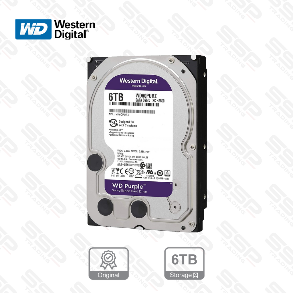 Disque dur WESTERN DIGITAL PURPLE 6TB for CCTV