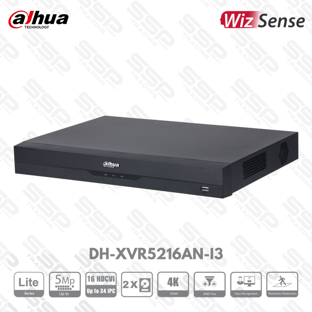 XVR Lite WizSense, 16 canaux, up to 5MP, 2 HDD, H265, HDMI 4k