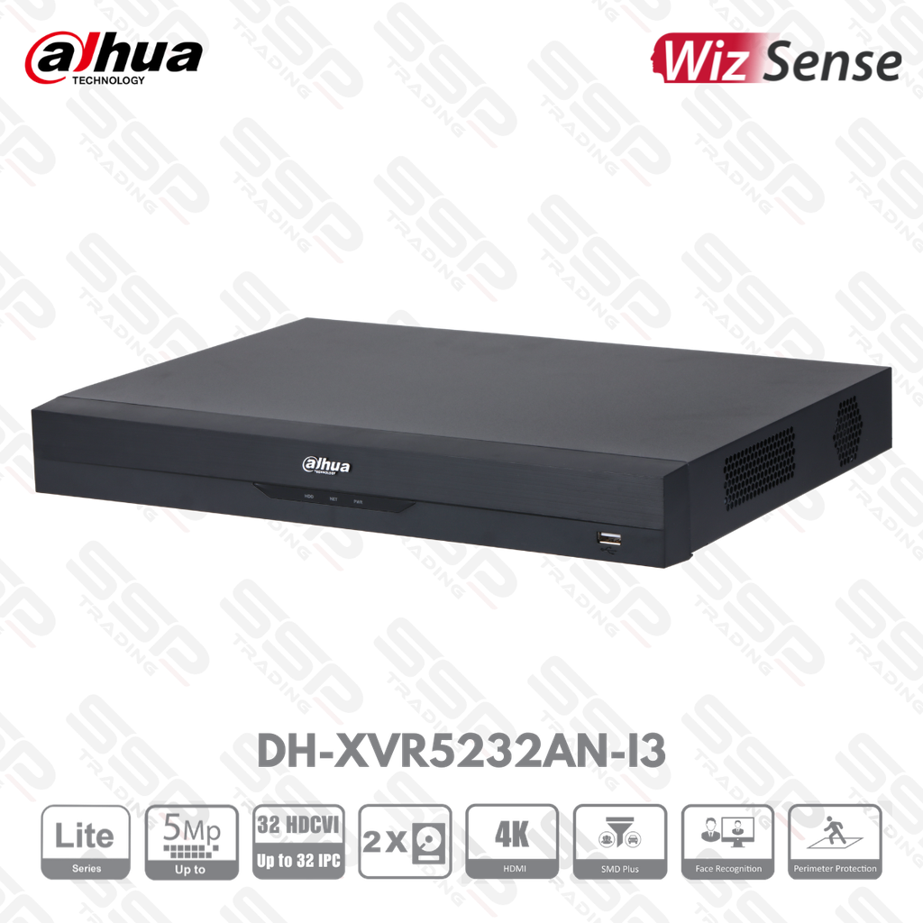 XVR Lite WizSense, 32 canaux, up to 5MP, 128Mbps, 2 HDDs, H265+/H265, HDMI