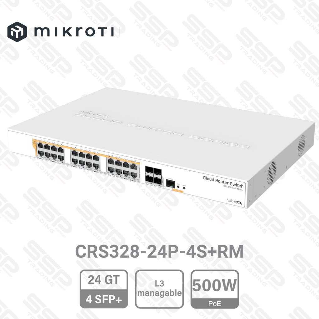 Switch 24 Ports FastEthernet, PoE+, 500 W,  4 x SFP 10 Gbit/s, CPU 800Mhz, RAM 512MB, Manageable L2/L3