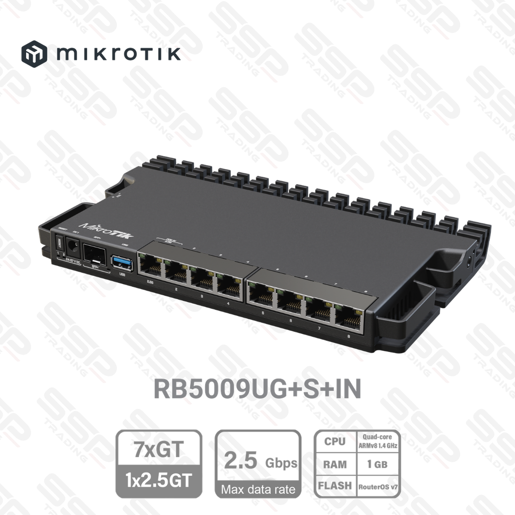 ROUTER, 7 x Gigabit, 1 x 2.5 Gigabit Ethernet ,1 x SFP 10Gbit/s + CPU quad-core, 1GB de RAM, RouterOS V7 L5