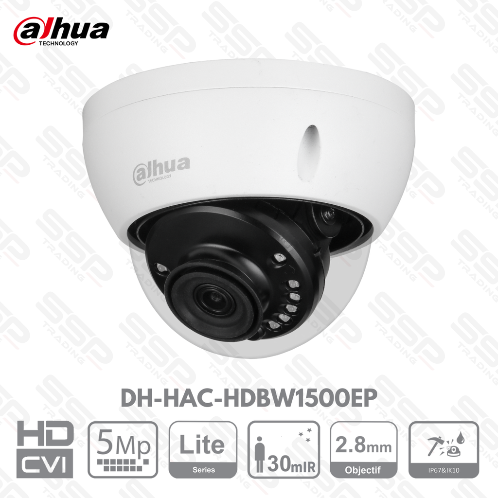 Camera HDCVI Dome Antivendale, 5MP, Objectif 2,8 mm, IR:30m - Série Lite