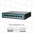 Switch 8 Port FastEthernet, Hi-PoE 144W, 2 Port Uplink GT, Non Manageable