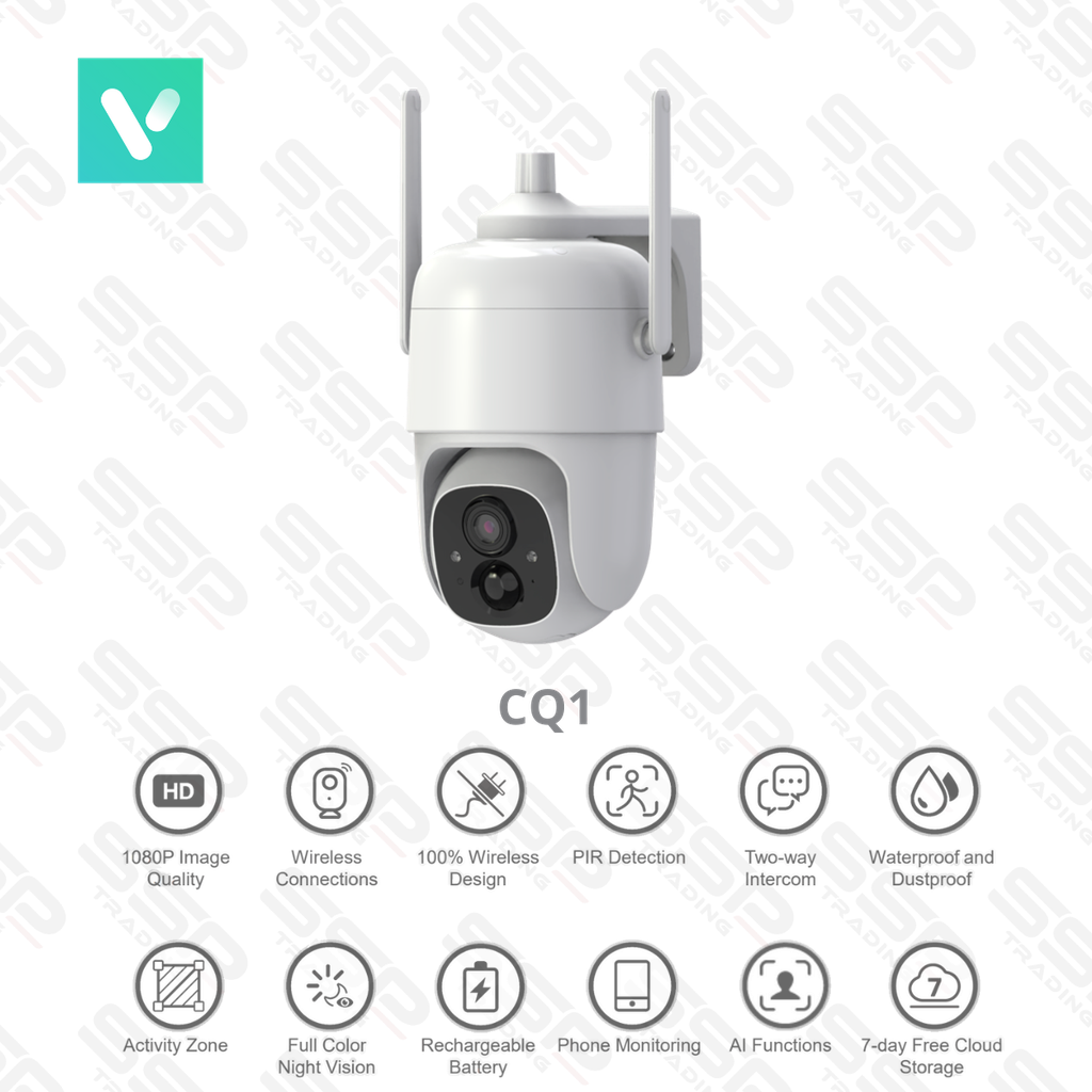 Camera smart IP PTZ VicoHome, 3MP, WIFI, Objectif 3.2 mm, IR 10m, SD Card, Audio, Batterie au lithium 9000 mAh