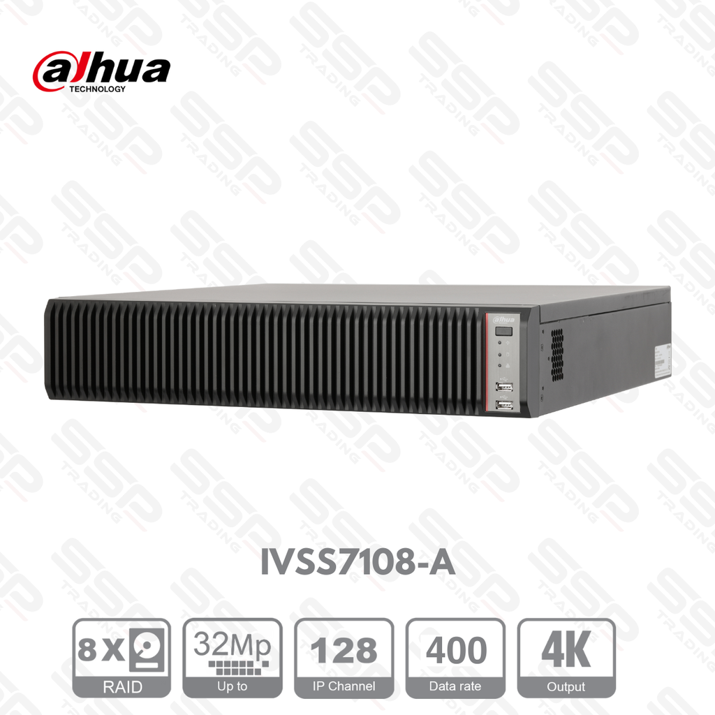 IVSS, 128 canaux UP to 32MP, 400Mbit/s, 8HDD H265, HDMIx4 4K