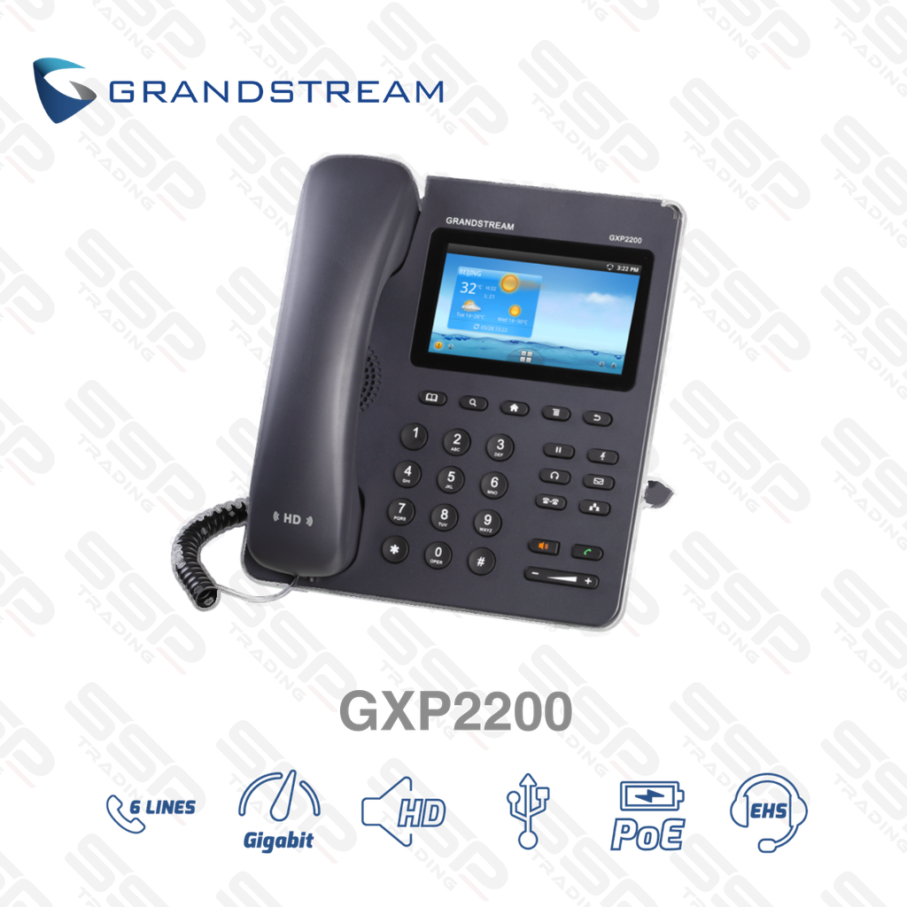 IP PHONE - Écran 4,3'' LCD, 6xSIP, HD Voice, 2x10/100/1000, Android, PoE,  3 Touches programmables