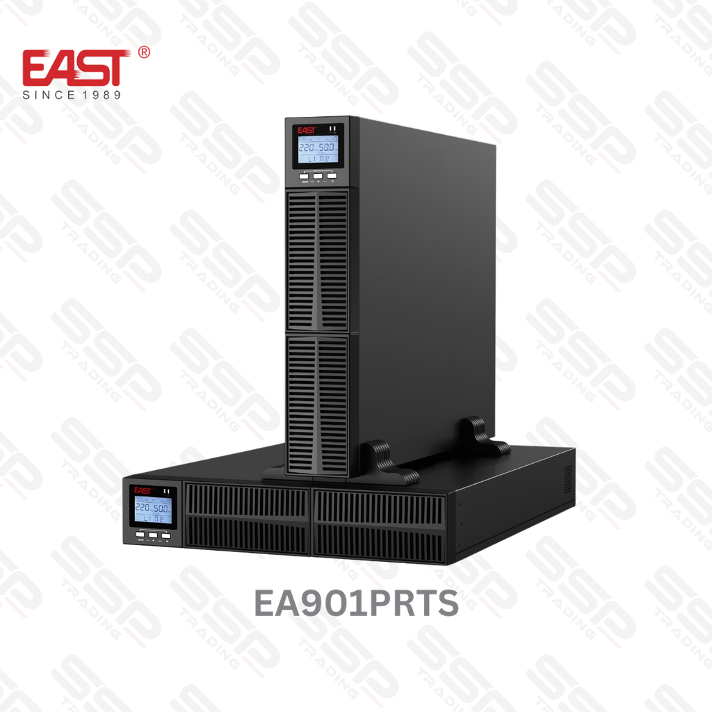 Onduleur EAST UPS, EA901PRTS, 1000VA/900W/On Line Double Conversion, Rackeable, Afficheur LCD, 04 Sortie C13