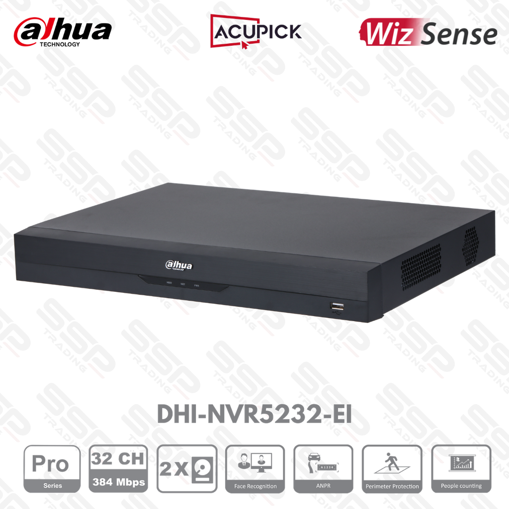 NVR PRO AI Wizsense, 32 canaux, up to 32MP, 384 Mbit/s, 2 HDDs, H.265, HDMI