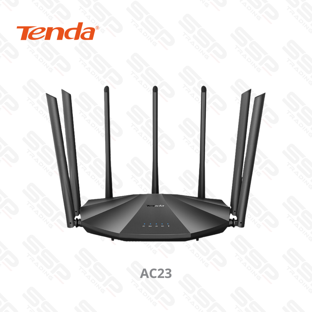 Tenda AC23, Routeur WiFi Gigabit Double Bande AC2100, MU-MIMO 4X4 pour la bande 5 GHz, 7 Antennes externes de 6 dBi, Accès Internet Giga 4K UHD