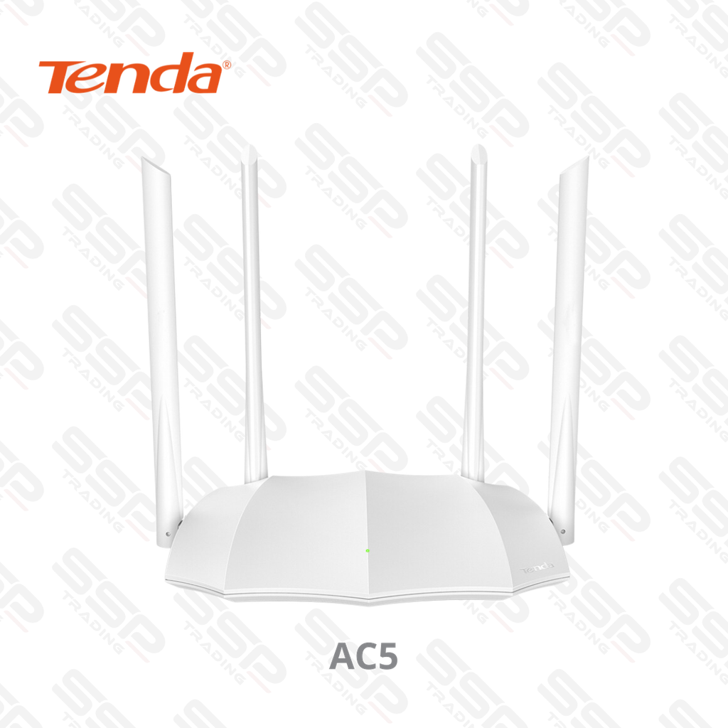 Tenda AC5, Routeur WiFi Double Bande AC1200, Prise en charge de l'Internet par fibre, 2,4 GHz et 5 GHz, Priorisation intelligente du trafic