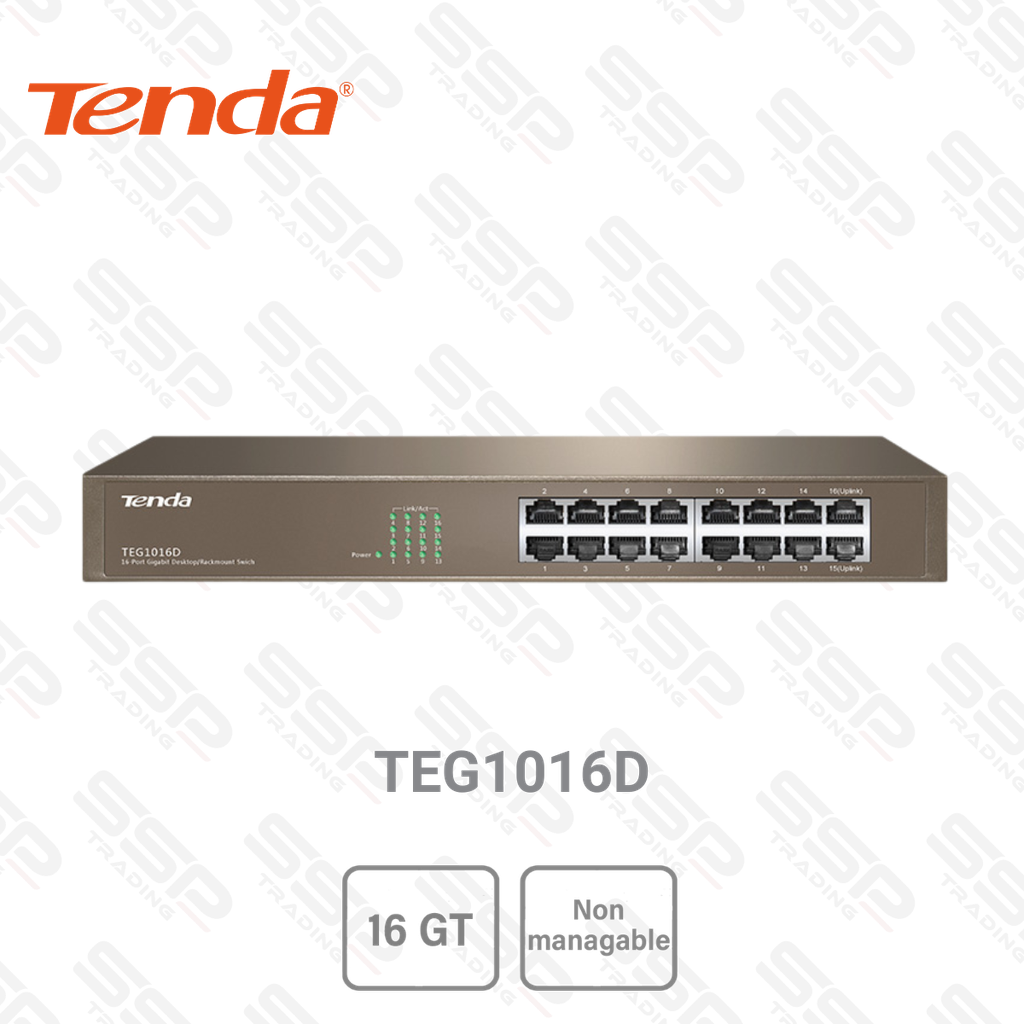 Switch Tenda 16 Ports Giga 10/100/1000, Base-T, Non Manageable, Rackable