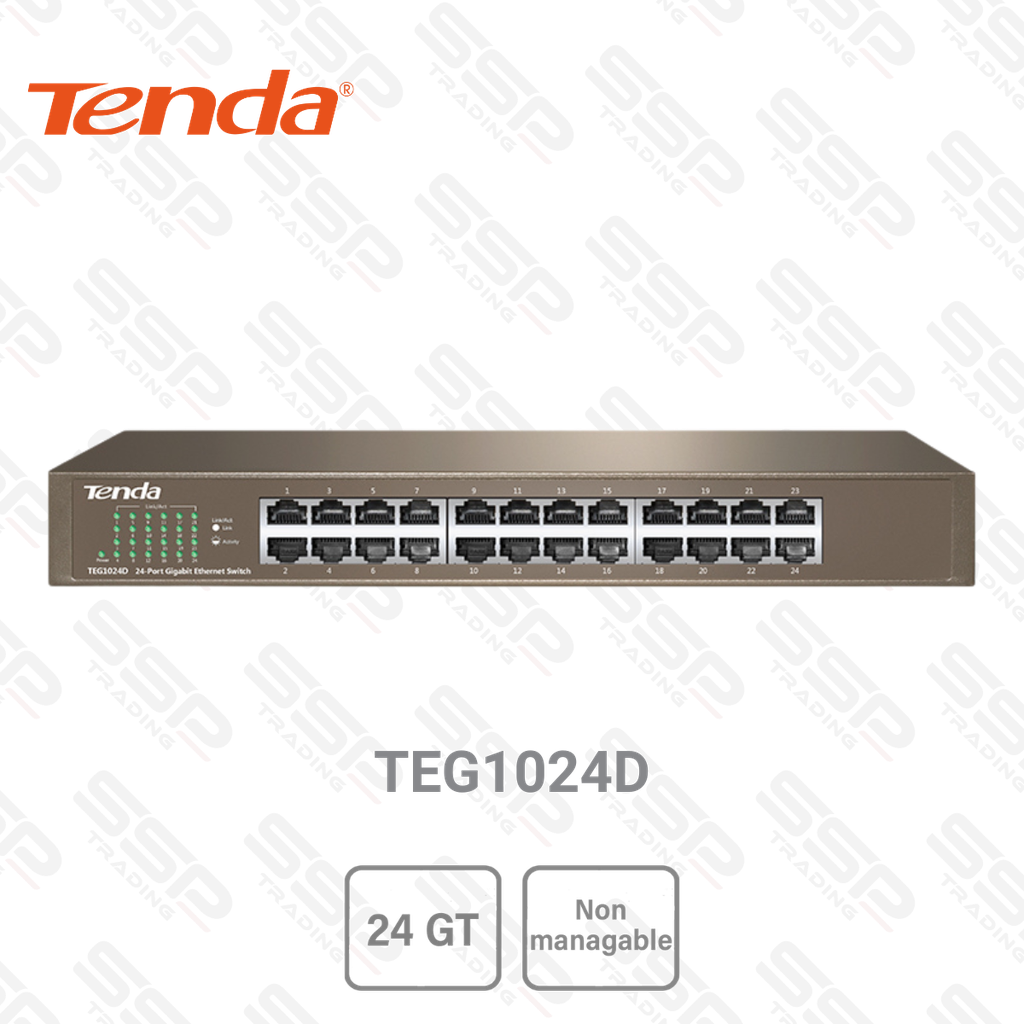 Switch Tenda 24 Ports Giga 10/100/1000, Base-T, Non Manageable, Rackable