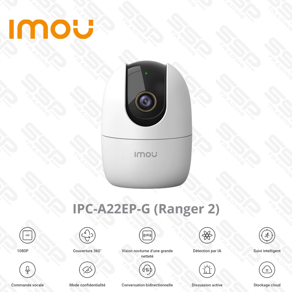 Camera Wifi IMOU, Ranger 2, Mini PT, 2MP, Objectif 3.6mm, IR:10m