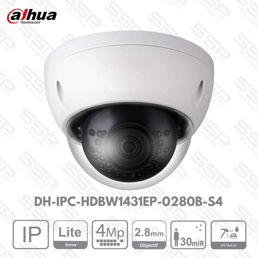 Camera IP Dome Antivendale, 4MP, Objectif 2.8mm, IR:30m - Série LITE