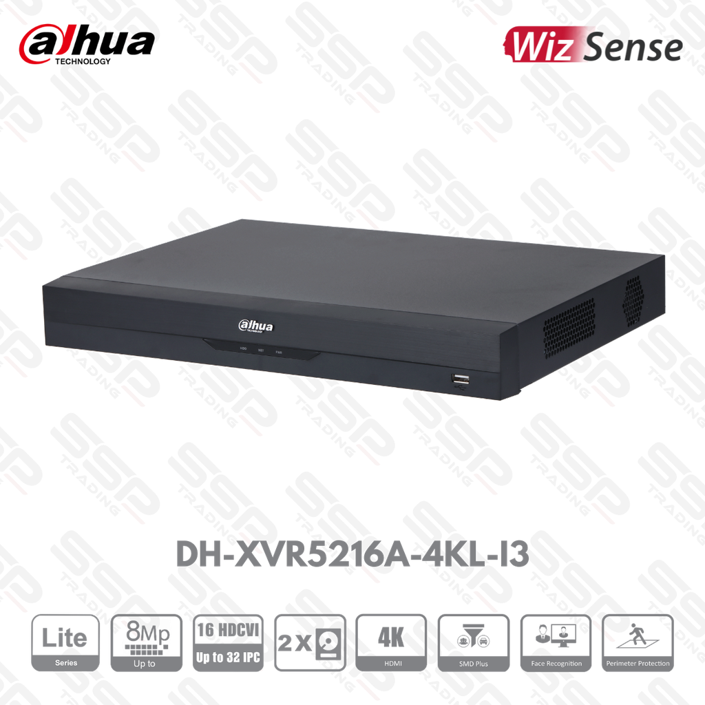 XVR Lite WizSense, 16 canaux, up to 8MP, 128Mbps, 2 HDD, H265, HDMI 4K, VGA, USB×2