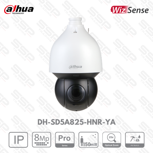 [DH-SD5A825-HNR-YA] Camera IP PTZ, 8MP, X25 Optical Zoom, ePoE+, H.265, IR:150m, IA WizSense