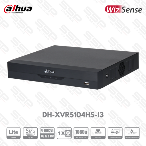 [DH-XVR5104HS-I3] XVR Lite, 04 canaux, up to 5MP, 1 HDD H265, 1 HDMI, 1 VGA