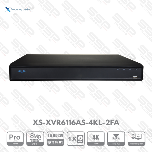 [XS-XVR6116AS-4KL-2FA] XVR Pro, 16 canaux, up to 8MP, 1 HDD, H265, HDMI