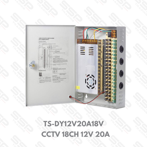 [TS-DY12V20A18] Bloc alimentation CCTV 18ch, 12V 20A