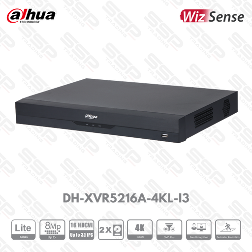 [DH-XVR5216A-4KL-I3] XVR Lite WizSense, 16 canaux, up to 8MP, 128Mbps, 2 HDD, H265, HDMI 4K