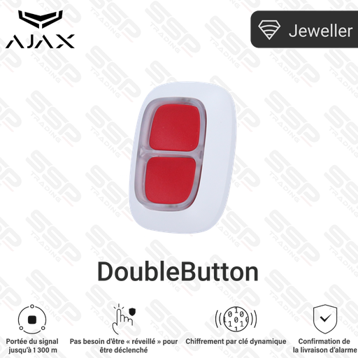 [DoubleButton] Bouton d'urgence sans fil, Indicateurs LED / Séparateur de protection en plastique