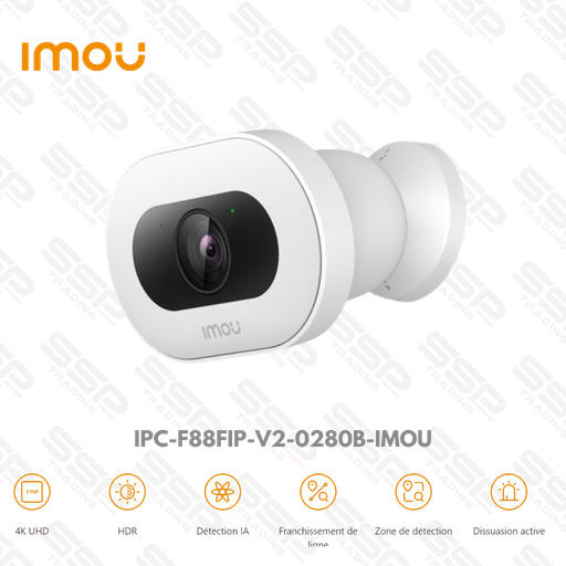 [IPC-F88FIP-V2-0280B-IMOU] IMOU Camera, Wi-Fi Knight 4K UHD Camera 8MP, Objectif 2.8mm (107°) fixed lens, IR:30m, IP66