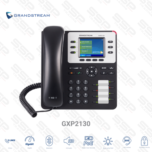 [GXP2130] IP PHONE - Écran 2.8" LCD, 3xSIP, HD Voice, 2xRJ45, PoE, 8 Touches programmables