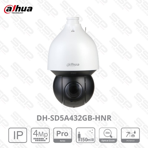 [DH-SD5A432GB-HNR] Camera IP PTZ, 4MP, X32 Starlight, PoE+, Auto-tracking et Face detection, IR 150m