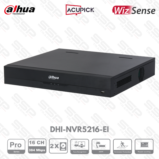 [DHI-NVR5216-EI] NVR PRO AI AcuPick Wizsense, 16 canaux, up to 32MP, Max 384Mbit/s, 2 HDDs, Smart H265+, HDMI