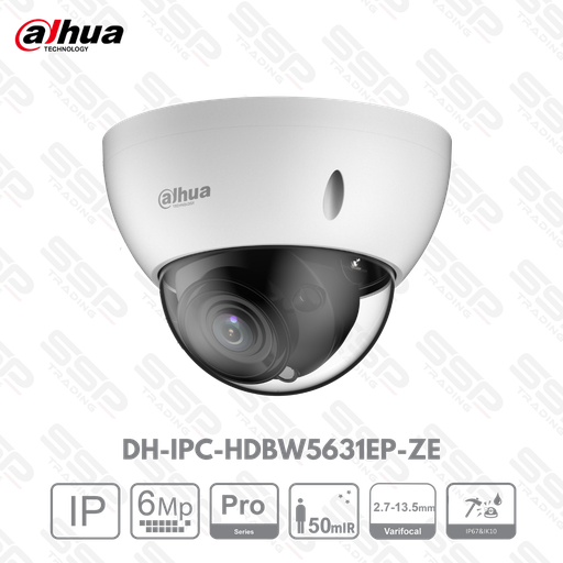 [DH-IPC-HDBW5631EP-ZE] Camera IP Dome Antivendale 6MP, ePoE, avec Objectif Motorisé 2.7-13.5mm, IR:50m - Série PRO