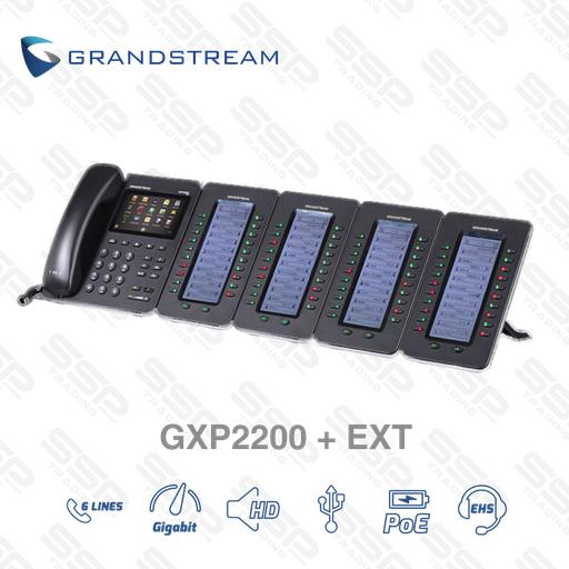 [GXP2200 + EXT] IP PHONE - Écran 4.3'' LCD Tactile, 6xSIP ,HD Voice, 2x10/100/1000, Android, PoE, Avec module d'extension 40 Touches programmables