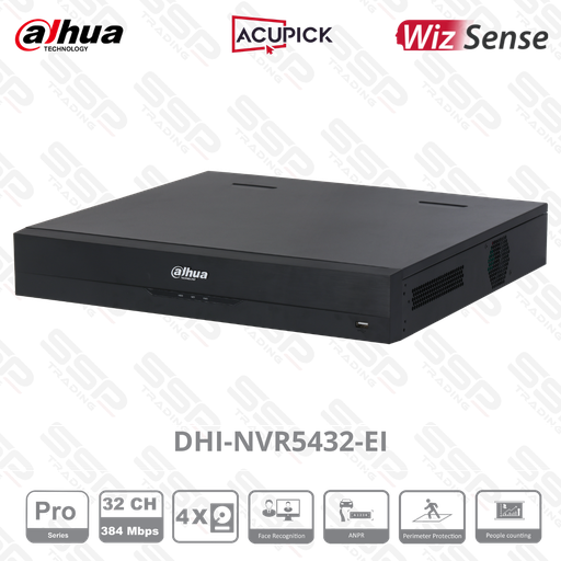 [DHI-NVR5432-EI] NVR PRO AI AcuPick Wizsense, 32 canaux, up to 32MP, Max 384Mbit/s, 4 HDDs, Smart H265+, HDMIx2