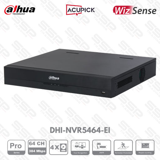 [DHI-NVR5464-EI] NVR PRO AI AcuPick Wizsense, 64 canaux, up to 32MP, Max 384Mbit/s, 4 HDDs, Smart H265+, HDMI 4Kx2