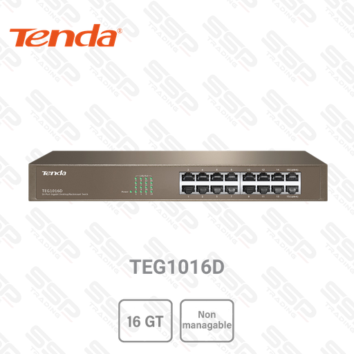 [TEG1016D] Switch Tenda 16 Ports Giga 10/100/1000, Base-T, Non Manageable, Rackable