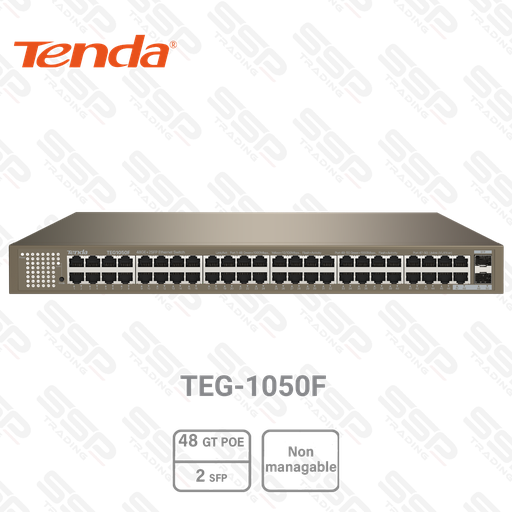 [TEG-1050F] Switch 48 Ports 10/100/1000 Gigabit + 2 Ports SFP Rackable Capacity Switch 100Gbps, Non Manageable