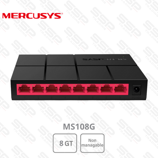 [MS108G] Desktop Switch 8 Port 10/100/1000 Mbps, Auto-Négociation RJ45, Installation Plug and Play, Non Manageable