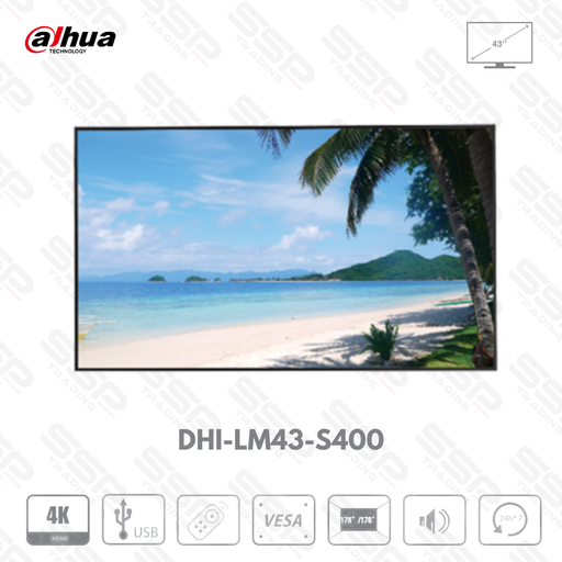 [DHI-LM43-S400] Moniteur Professionnel LED 43'' UHD 4K série ULTRA, DP 1.2, HDMI x 2, USB 2.0, VGA, Audio in, RS232